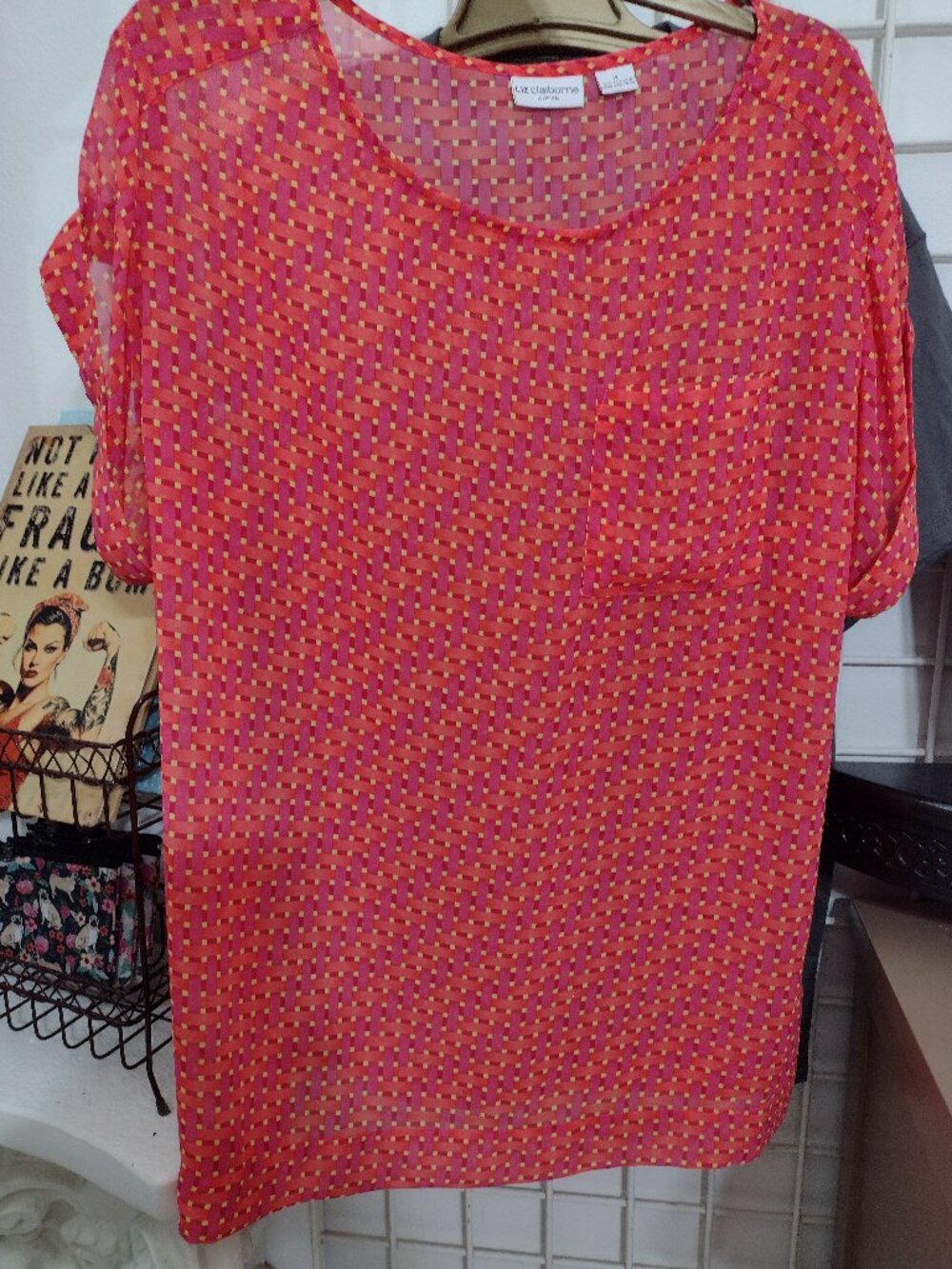 Liz Claiborne 1X Sheer Business Office Blouse Shell